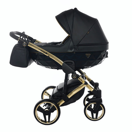 Trio Junama Diamond Fluo in Pelle V2 Nero Telaio Oro Giallo Navicella Nera