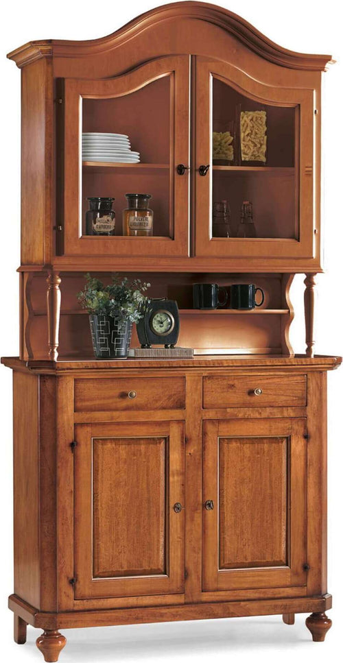 KYLIE---credenza-con-vetrina-in-legno-massello-104x43x219-Tinta-noce-Milani-Home