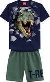 Kyly Completino Bimbo Estivo T Rex Maglietta Maniche Corte Girocollo Blu Stampa Dinosauro Pantaloncini Corti Estivi Set Completo Estate COMPLETINO Piccole Canaglie - Tropea, Commerciovirtuoso.it