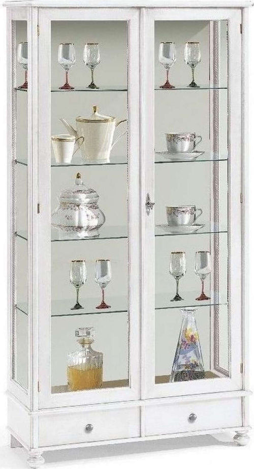 KYRA---credenza-con-vetrina-in-legno-massello-90x36x170-Bianco-Milani-Home