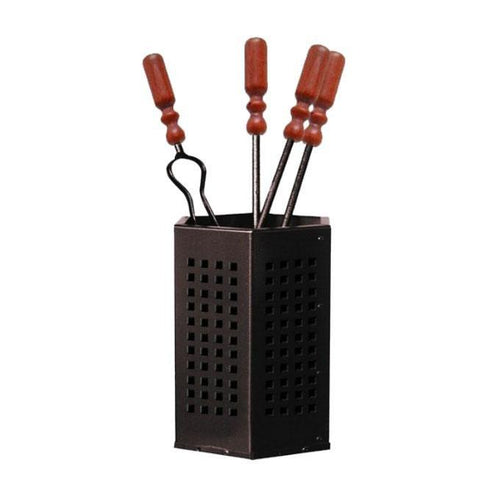 Set di accessori per camino, stufa a legna e barbecue, gruppo completo di 5 pezzi con paletta scopa e pinza