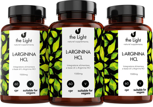 L-Arginina Hcl 1500mg Vegan 60 Capsule Scorta per 1mese Integratore Alimentare Alto Dosaggio per Sportivi Stimolante Rigenerante Salute e cura della persona/Alimentazione e nutrizione/Integratori per lo sport/Aminoacidi/L-arginina The Light Nutrition - Milano, Commerciovirtuoso.it