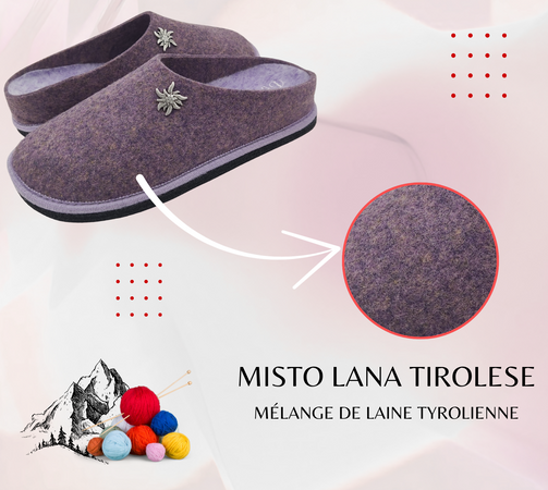 Primo Calzature Ciabatte Donna ValGardena Pantofole Invernali da Casa in Lana, Suola in Feltro con Plantare Estraibile