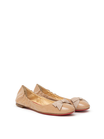 Christian Louboutin Ballerina Gloriana in Vernice Beige da donna