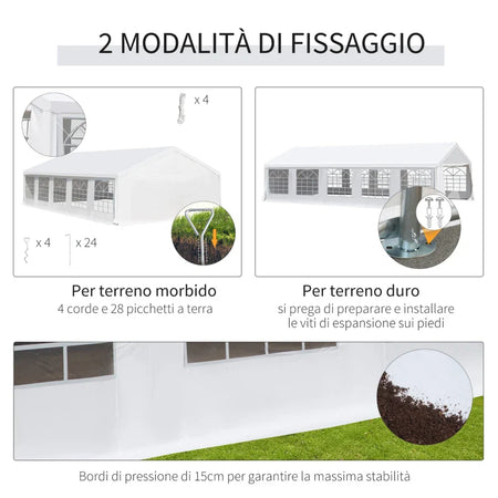 gazebo giardino esterno struttura completa 10x6m per feste sagre eventi cerimonie ristorante pub bar Tendone copertura con Pareti Rimovibili Porte e 6 Finestre armadio Bianco F100110-047WA