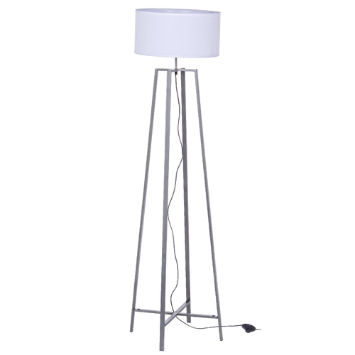 Piantana mathis grigio anticato in acciaio verniciato a polvere paralume in cotone h 156 cm