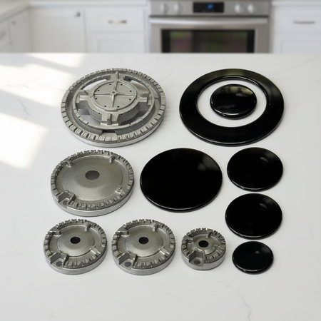 LA GERMANIA KIT 5 BRUCIATORI+PIATTELLI SPARTIFIAMMA 4 FUOCHI TRIPLA CORONA CUCINA