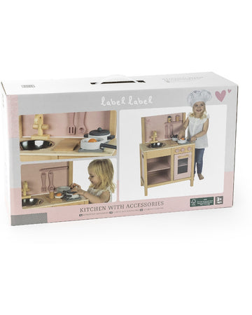Cucina Giocattolo Label Label in Legno - Rosa