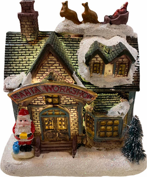 Laboratorio di Babbo Natale in poliresina con luci per villaggio Natalizio h 12 cm Casa e cucina/Decorazioni per interni/Addobbi e decorazioni per ricorrenze/Decorazioni natalizie/Oggettistica MagiediNatale.it - Altamura, Commerciovirtuoso.it
