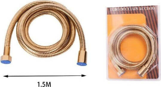 Laccio-Tubo-Flessibile-Doccia-Acciaio-Dorato-Universale-Lunghezza-1,5-Mt
