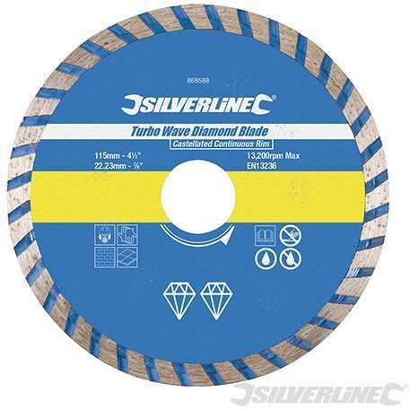 Lama a disco diamantata Turbo Wave per piastrelle per smerigliatrici angolari foro 22,23 mm
