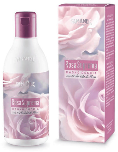 L'amande - Bagnoschiuma Donna Fresco Al Profumo Di Gelsomino E Mimosa, Docciaschiuma Gel Detergente E Idratante Corpo Delicato E Naturale, Bagno Schiuma Azione Emolliente - Rosa Suprema, 250 Ml