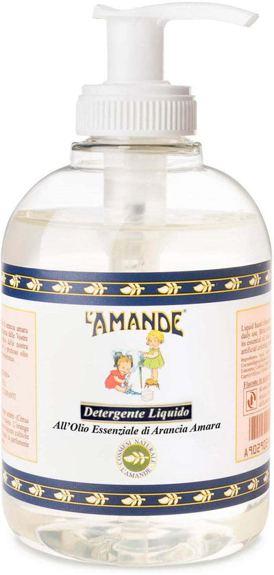 L'amande - Sapone Liquido Mani E Corpo Fresco E Agrumato, Bagnoschiuma Gel Detergente Nutriente Con Vitamina C, Sapone Mani E Docciaschiuma Naturale Delicato - Olio Essenziale Di Arancia Amara, 300 Ml