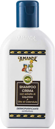 L'AMANDE - Shampoo Antiforfora Professionale con Vitamina E e Olio di Calendula, Shampoo Cute Grassa Bio ad Azione Purificante, Shampoo Uomo e Donna Delicato e Idratante in Crema - Liquirizia, 200 ml