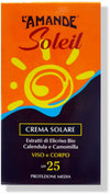 L'amande Crema Solare SPF 25 Viso e Corpo 125 Ml Camomilla e Calendula Protezione Media BIO