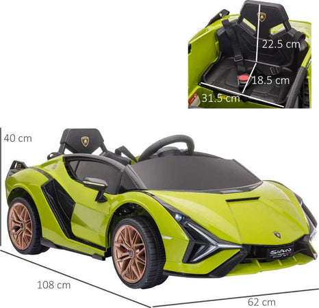Lamborghini-Macchina-Elettrica-per-Bambini-12V-con-Fari-e-Musica,-Telecomando-e-Velocità-3-5km/h,-Età-3-5-Anni,-108x62x40cm,-Verde-NB9370-171V90GNNB9