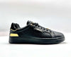 LAMBORGHINI Sneakers tennis in pelle nera e oro
