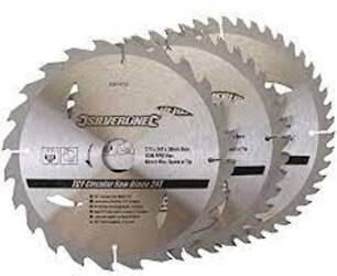 Lame per seghe circolari in TCT da 24, 40, 48 denti 3 p.zi 210 x 30 anelli 25 e 16 mm