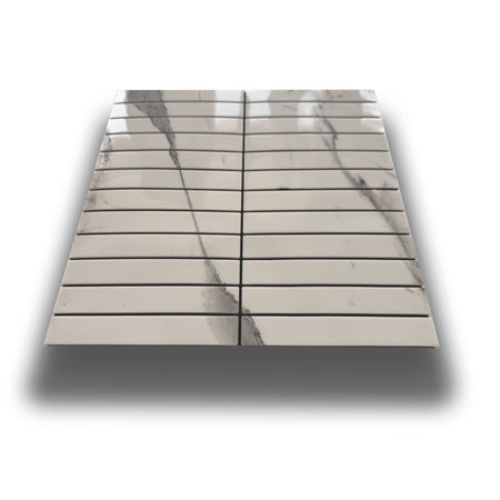 Piastrelle 3D Autoadesive in PET acustiche e isolanti 30x30cm (4mm spessore) LAMELLI CARRARA