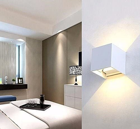 Lampada 12w COB LED Cubo Applique Parete 220V Luce Biemissione 1200lm Regolabile IP65 Illuminazione/Illuminazione per esterni/Lampade da parete Zencoccostore - Formia, Commerciovirtuoso.it