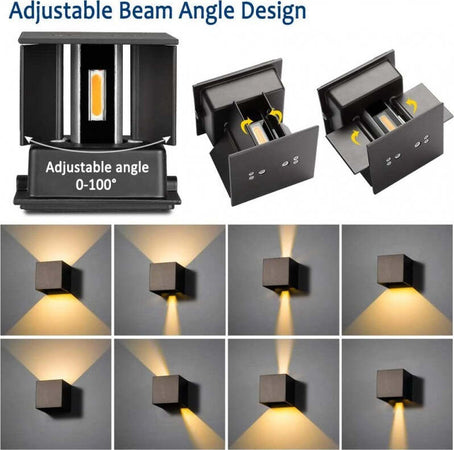 Lampada 12w COB LED Cubo Applique Parete NERO 220V Luce Biemissione 1200lm Regolabile IP65 Illuminazione/Illuminazione per esterni/Lampade da parete Zencoccostore - Formia, Commerciovirtuoso.it