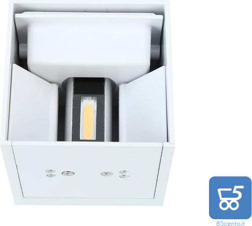 Lampada 12W da parete a LED con Angolo di Illuminazione Regolabile Applique per Esterni Interni COB Quadrato 10CM Bianco Luce bianco caldo 3000K [Classe di efficienza energetica A+]