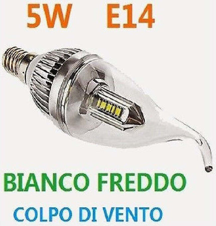 LAMPADA 20 LED 5W COLPO SOFFIO DI VENTO  E14 TRASPARENTE LAMPADINA BIANCO FREDDO Illuminazione/Lampadine/Lampadine a LED Trade Shop italia - Napoli, Commerciovirtuoso.it