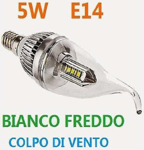 LAMPADA 20 LED 5W COLPO SOFFIO DI VENTO  E14 TRASPARENTE LAMPADINA BIANCO FREDDO Illuminazione/Lampadine/Lampadine a LED Trade Shop italia - Napoli, Commerciovirtuoso.it