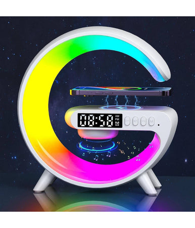 Lampada A Forma Di G Multicolor Con Cassa Speacker E Caricabatteria Ad Induzione