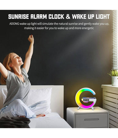 Lampada A Forma Di G Multicolor Con Cassa Speacker E Caricabatteria Ad Induzione