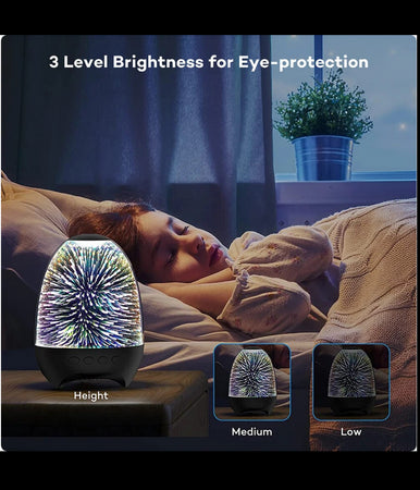 Lampada A Led Luce Notte 3d Cassa Bluetooth Integrata Effetto Fuochi Artificio