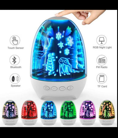 Lampada A Led Luce Notte 3d Cassa Bluetooth Integrata Effetto Fuochi Artificio