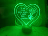 LAMPADA A LED PLEXIGLASS CON BASE LUCE RGB CUORE REGALO FESTA DELLA MAMMA CAVO USB BATTERIE