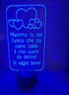 LAMPADA A LED PLEXIGLASS CON BASE LUCE RGB REGALO FESTA DELLA MAMMA CAVO USB BATTERIE