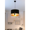 Lampada a sospensione Alfina tessuto nero fascia oro ASZ1665