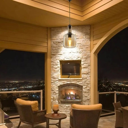 Lampada a sospensione Boston MDL3554 con diffusore vetro fumè