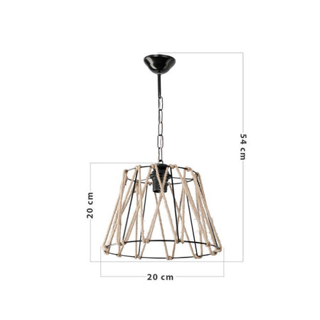 Lampada a sospensione Evren ASZ0881 metallo nero e corda