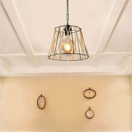 Lampada a sospensione Evren ASZ0881 metallo nero e corda