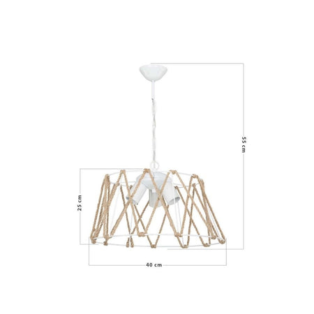 Lampada a sospensione Evren ASZ1030 3 luci metallo bianco e corda