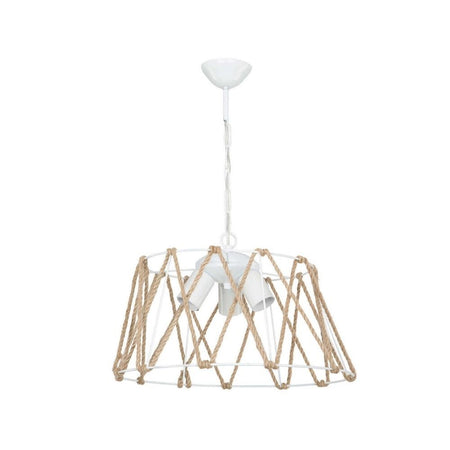 Lampada a sospensione Evren ASZ1030 3 luci metallo bianco e corda