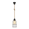 Lampada a sospensione Halat ASZ0549 in metallo nero e corda