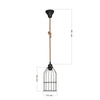 Lampada a sospensione Halat ASZ0549 in metallo nero e corda