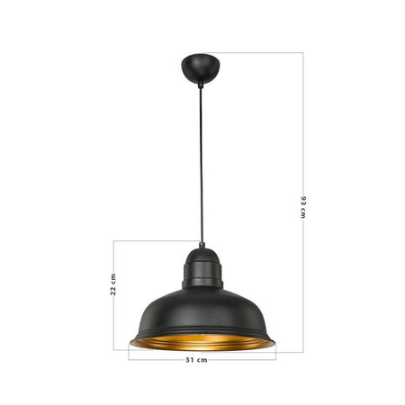 Lampada a sospensione Kumbet MDL3053 metallo nero interno oro