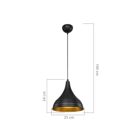 Lampada a sospensione Leda ASZ1338 in metallo nero