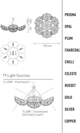 Lampada a sospensione Slamp Veli 7 gold, silver, copper