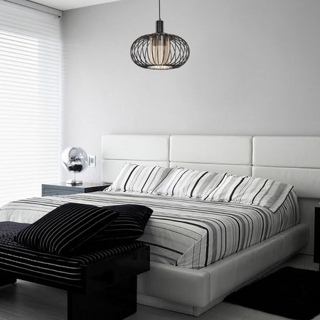 Lampada a sospensione Terla MDL3674 con struttura in ferro e diffusore in vetro