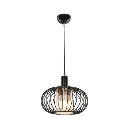 Lampada a sospensione Terla MDL3674 con struttura in ferro e diffusore in vetro