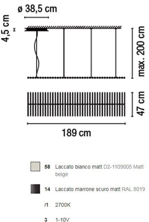 Lampada a sospensione Vibia Rhythm horizontal 189cm