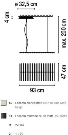 Lampada a sospensione Vibia Rhythm horizontal 93cm