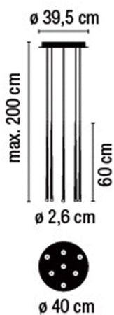 Lampada a sospensione Vibia Slim 7 H60 7Luci